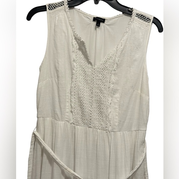 TALBOTS WHITE FULLY LINED COTTON 100% EYELET SLEEVELESS DRESS SIZE 4 - Picture 4 of 16